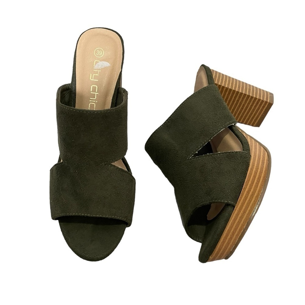 City Chic Khaki Green Remy Mule Heel 39/9